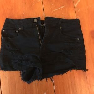 Black denim shorts